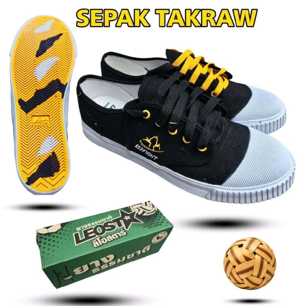 LEOSTAR Sepak รองเท้าตะกร้อ พื้นยางพาราแท้ ใส่นุ่ม ยึดเกาะดี ไม่กัดเท้า เหมาะสำหรับนักกีฬาและเล่นออกกำลังกาย