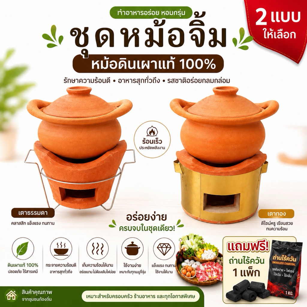 *ฟรี ถ่าน 1ถุง*ชุดหม้อจิ้มจุ่ม+ถ่าน รุ่น S สองเวอร์ชั่นมีให้เลือก