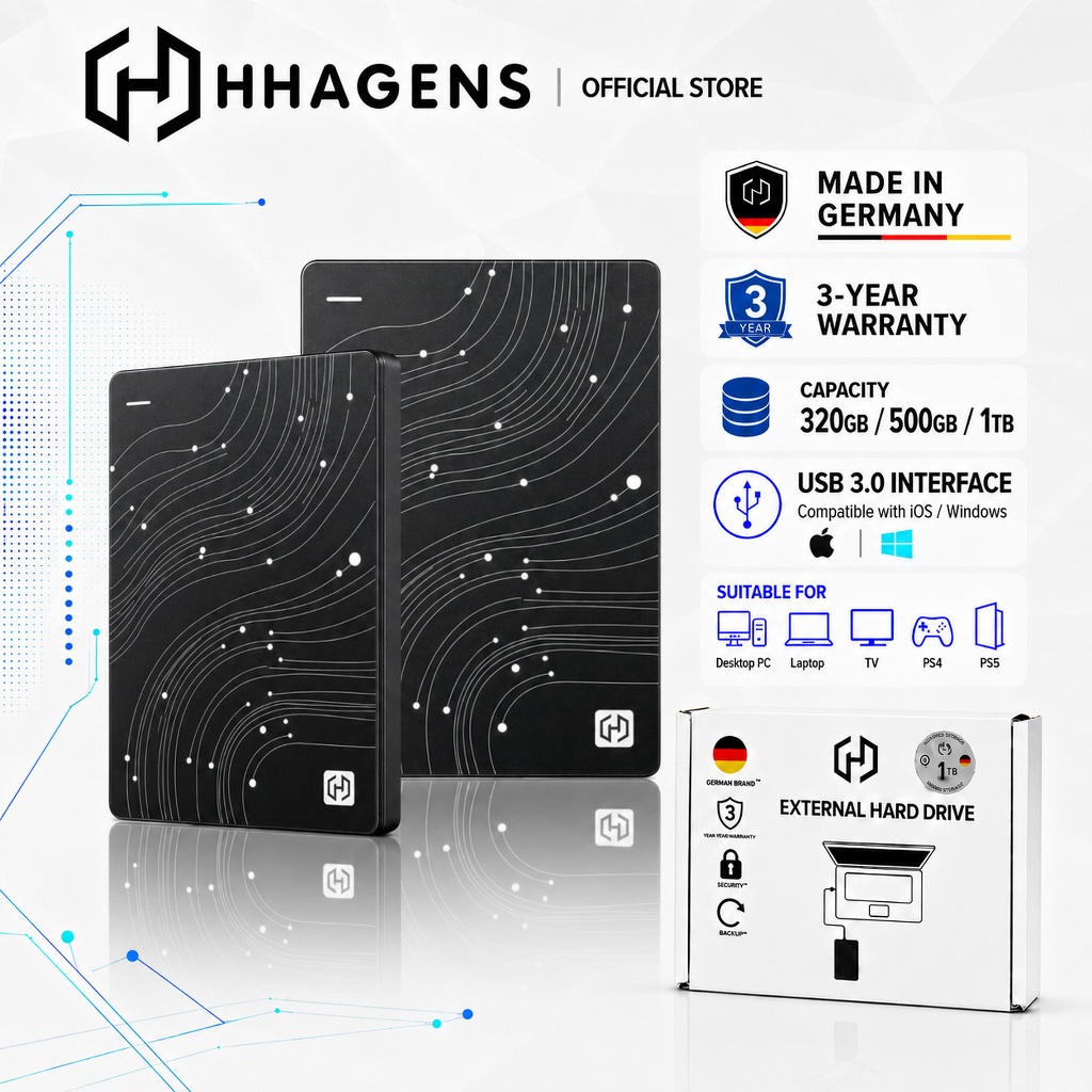 HHAGENS Series HDD 320GB/500GB/1TBฮาร์ดดิสก์ USB3.0 Plug Play Hard Disk/Portable Hard Drive/External
