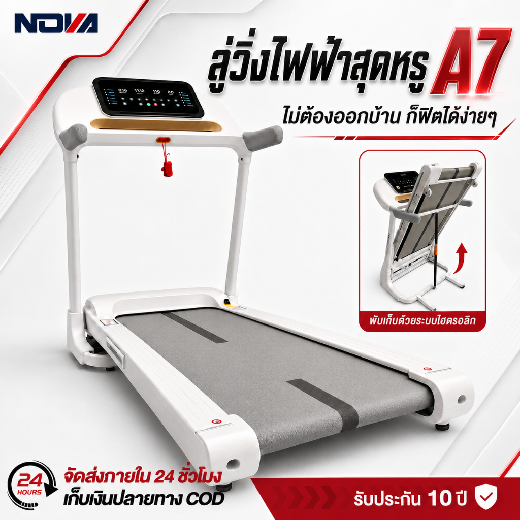 ลู่วิ่งไฟฟ้า A7 S5 ความชันไฟฟ้า 25 ระดับ Treadmill มอเตอร์ 5.2HP ลู่วิ่ง ความเร็ว 1-18 กม./ชั่วโมง ต