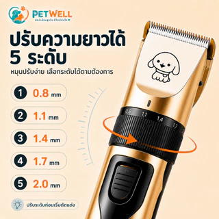 ปัตตาเลี่ยนตัดขนสุนัข PETWELL ชุด12ชิ้น อุปกรณ์เสริมฟรี Type-C ชาร์จใหม่ได้ ไร้สาย กันน้ำ เสียงเบา