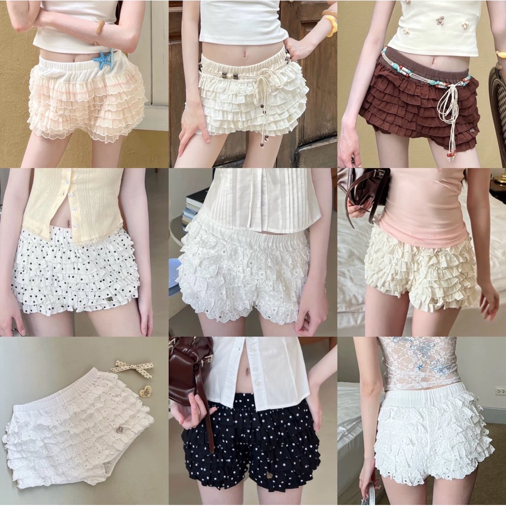 Cintage♡ CT2072 กระโปรงกางเกงruffles3018 🫧