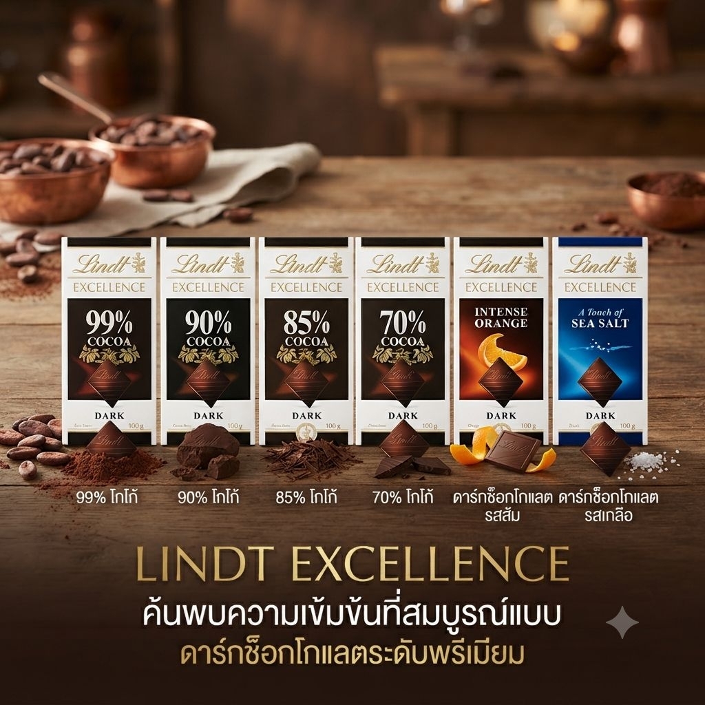 ดาร์กช็อกโกแลตระดับพรีเมียมแบรนด์ Lindt รุ่น Excellence ขนาด 100 กรัม