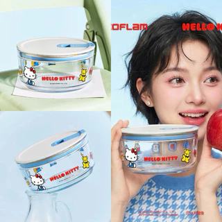 พร้อมส่งด่วน 🇹🇭 Neoflam x Hello Kitty กล่องข้าวแก้วทรงกลม กล่องผลไม้ เข้าไมโครเวฟได้ Sanrio ขนาด 350ml และ 600 ml