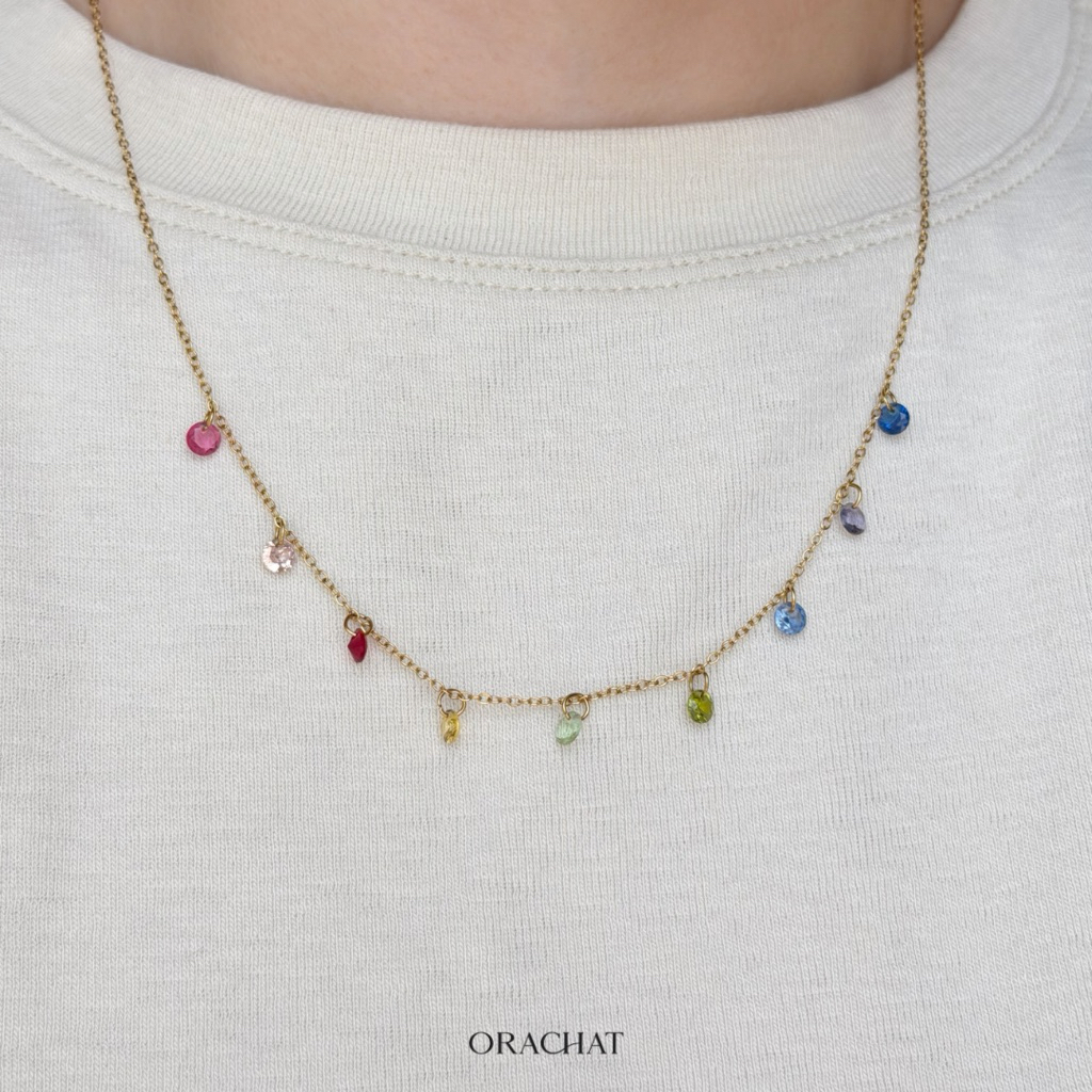 Orachat | Rainbow 14k necklace. (สร้อยคอตัวเรือนสแตนเลส)