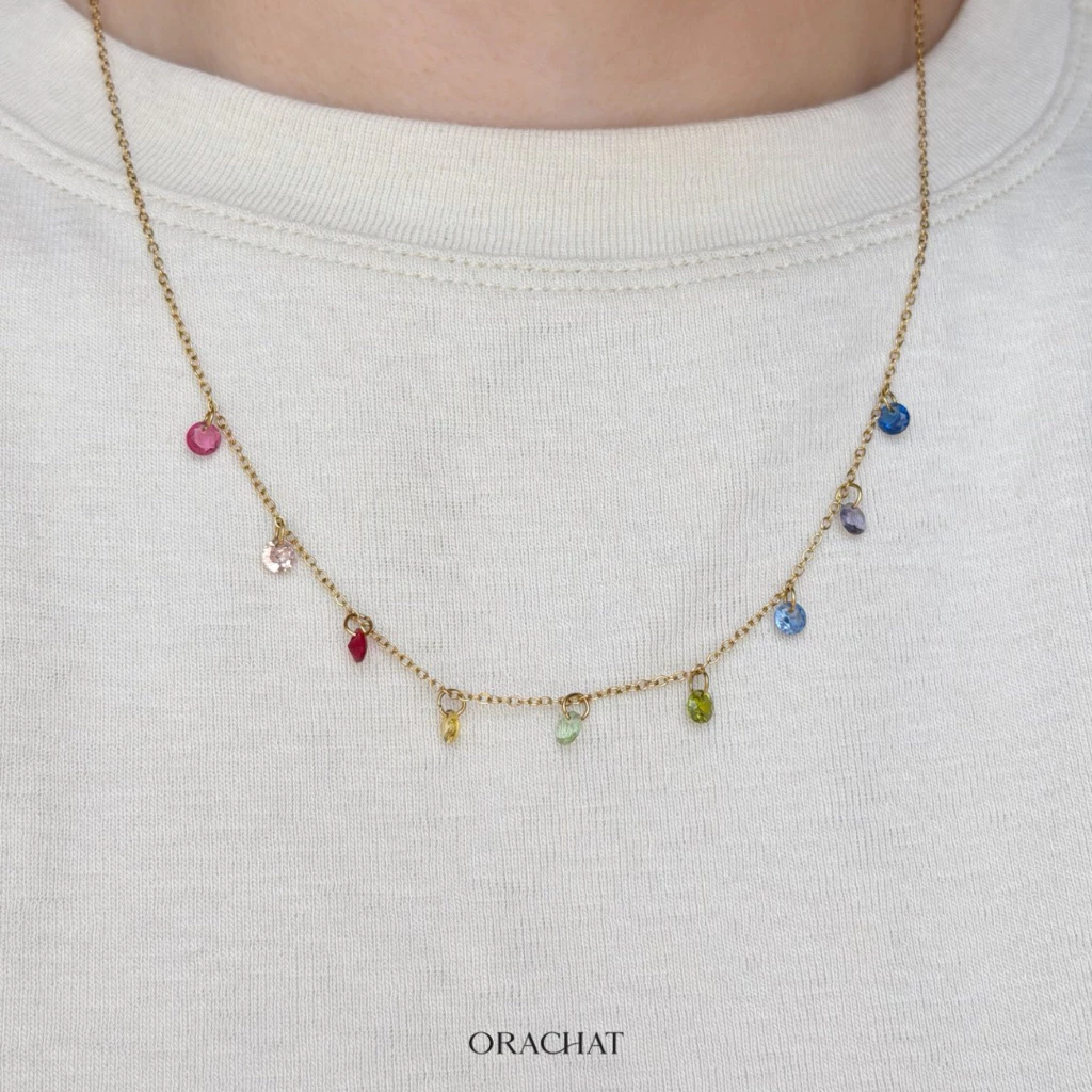 Orachat | Rainbow 14k necklace. (สร้อยคอตัวเรือนสแตนเลส)