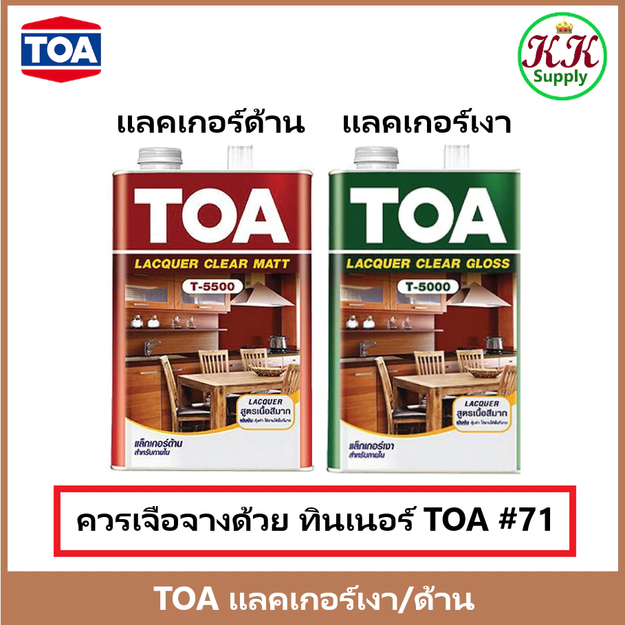 TOA ทีโอเอ แลคเกอร์เงา T5000, แลคเกอร์ด้าน T5500, ขนาด 1/4GL และ 1 GL.
