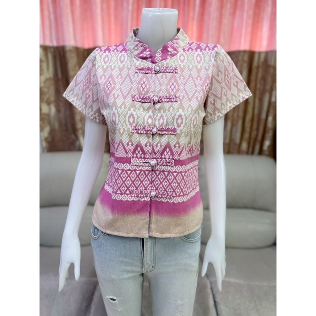 เสื้อผ้าฝ้ายพิมพ์ลายเสื้อคอจีน ผ้าฝ้ายเมืองเหนือ