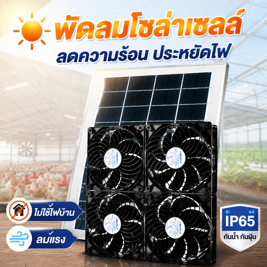 พัดลมระบายอากาศโซล่าเซลล์ พัดลมดูดอากาศพลังงานแสงอาทิตย์ 4 พัดลม กันน้ำ ระบายความร้อน ประหยัดไฟ ใช้ในบ้าน โรงเรือน โรงงา
