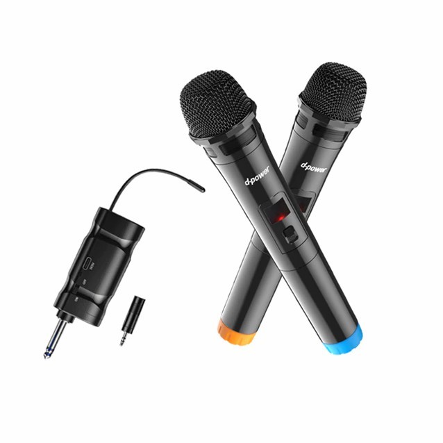 Wireless Microphone MV-20 ไมโครโฟนไร้สายคู่ 2 ตัว พร้อมตัวรับสัญญาณชาร์จได้ หัวแปลง 6.35 เป็น 3.5 มม.