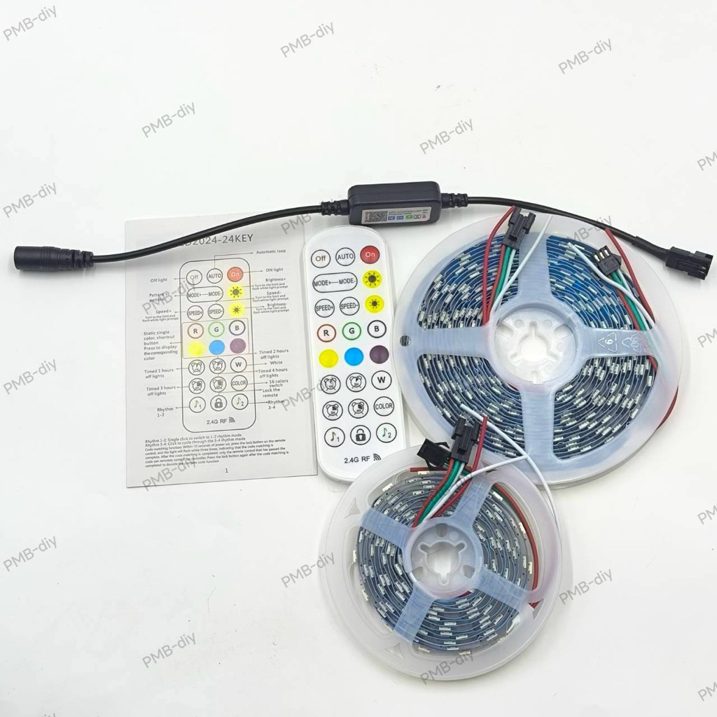 แถบไฟ led WS2812B 60 พิกเซล m Smart 5050 RGB ขาว PCB IC IP30 DC5V 2เมตร 5 เมตร แถบริบบิ้นไฟ Led 60 ดวง/M