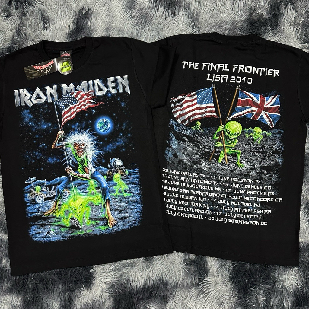 เสื้อยืด IRONMAIDEN มัมมี่เอเลี่ยน เรืองแสงป้ายRocktees ผ้าคอตตอน 100