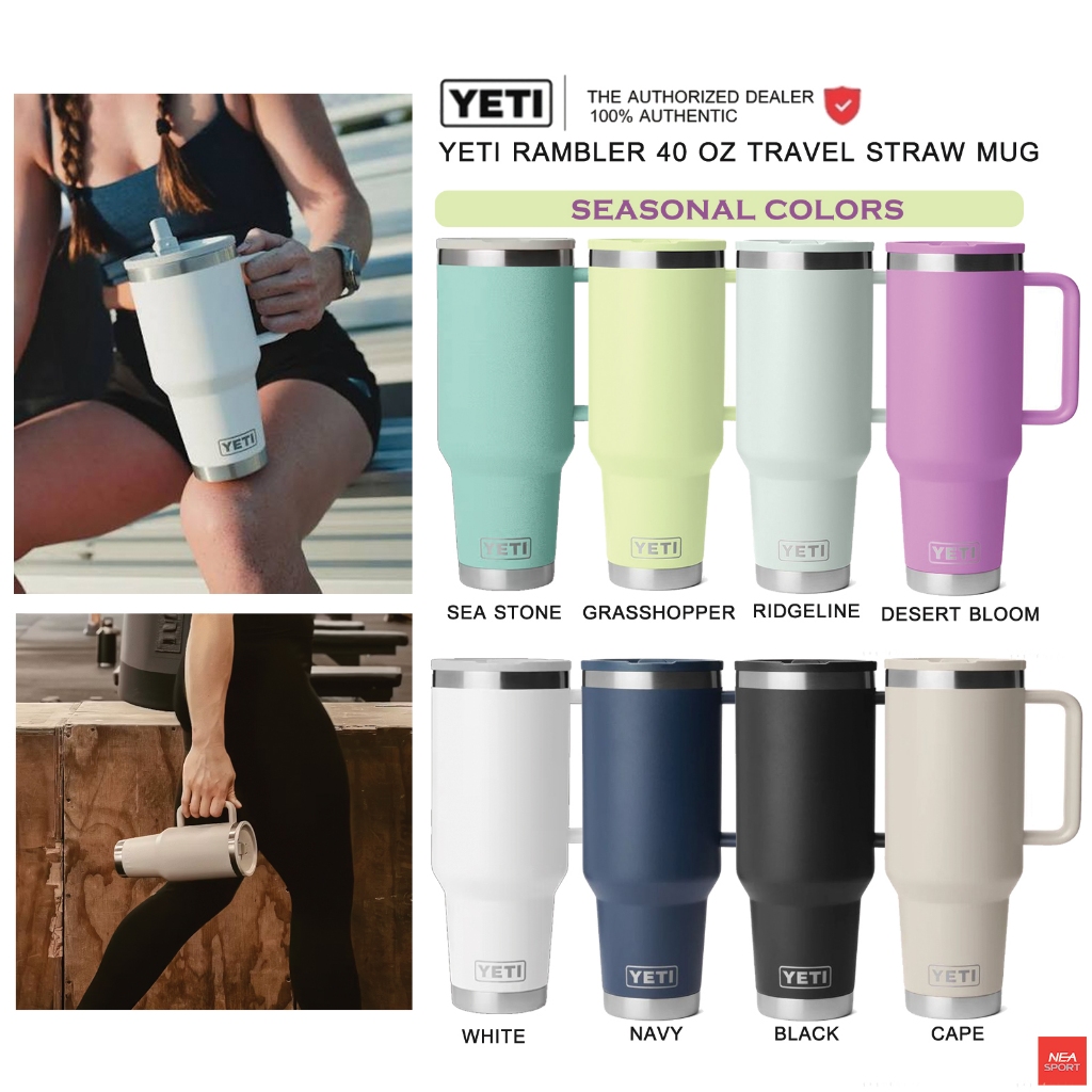 YETI RAMBLER 40 OZ TRAVEL MUG WITH FLIP STRAW LID ลิขสิทธิ์แท้ แก้วเก็ยความเย็น เยติ 40 ออนซ์