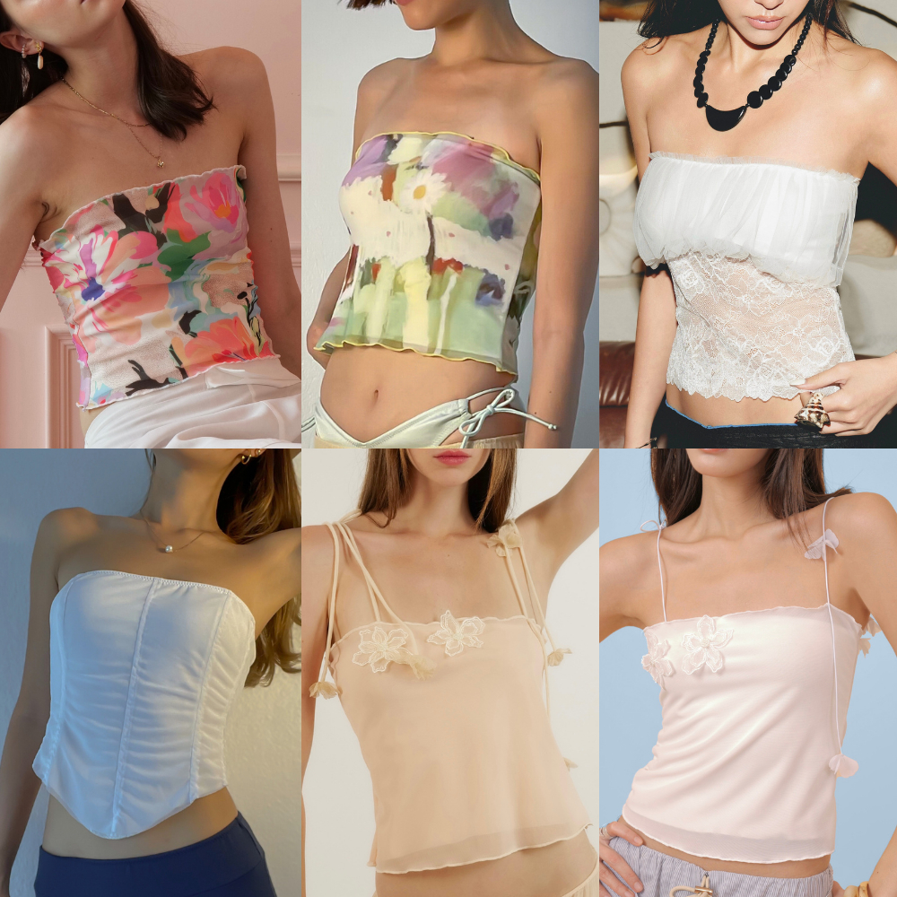 Try_yorata | Blursday Lettuce tube top,Floral Top,Jellyfish top เสื้อเกาะอกแฟชั่น ลายดอก น่ารักๆ ใส่