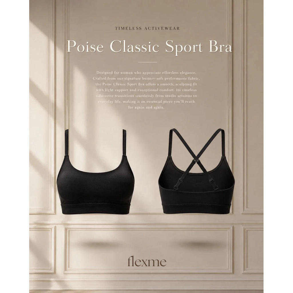 (พร้อมส่ง) flexme - Poise Classic Sports Bra | บราออกกำลังกาย ปรับสายได้