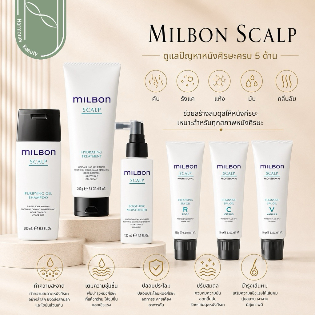 [ของแท้ ส่งทันที] MILBON SCALP Purifying บำรุงหนังศรีษะ สำหรับ ลดความมัน ลดคัน รังแคและกลิ่นอับ