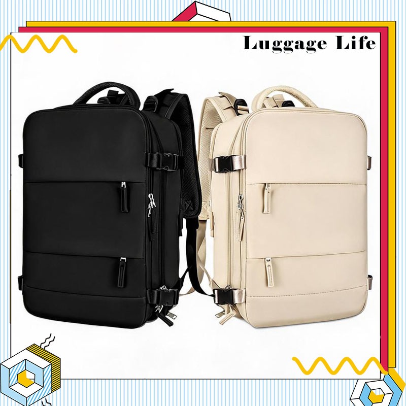 💼กระเป๋าเป้เดินทางเรียบง่าย กระเป๋าสะพายหลังสำหรับผู้ชายและผู้หญิงแบบเบา ความจุใหญ่ หลายฟังก์ชั่น