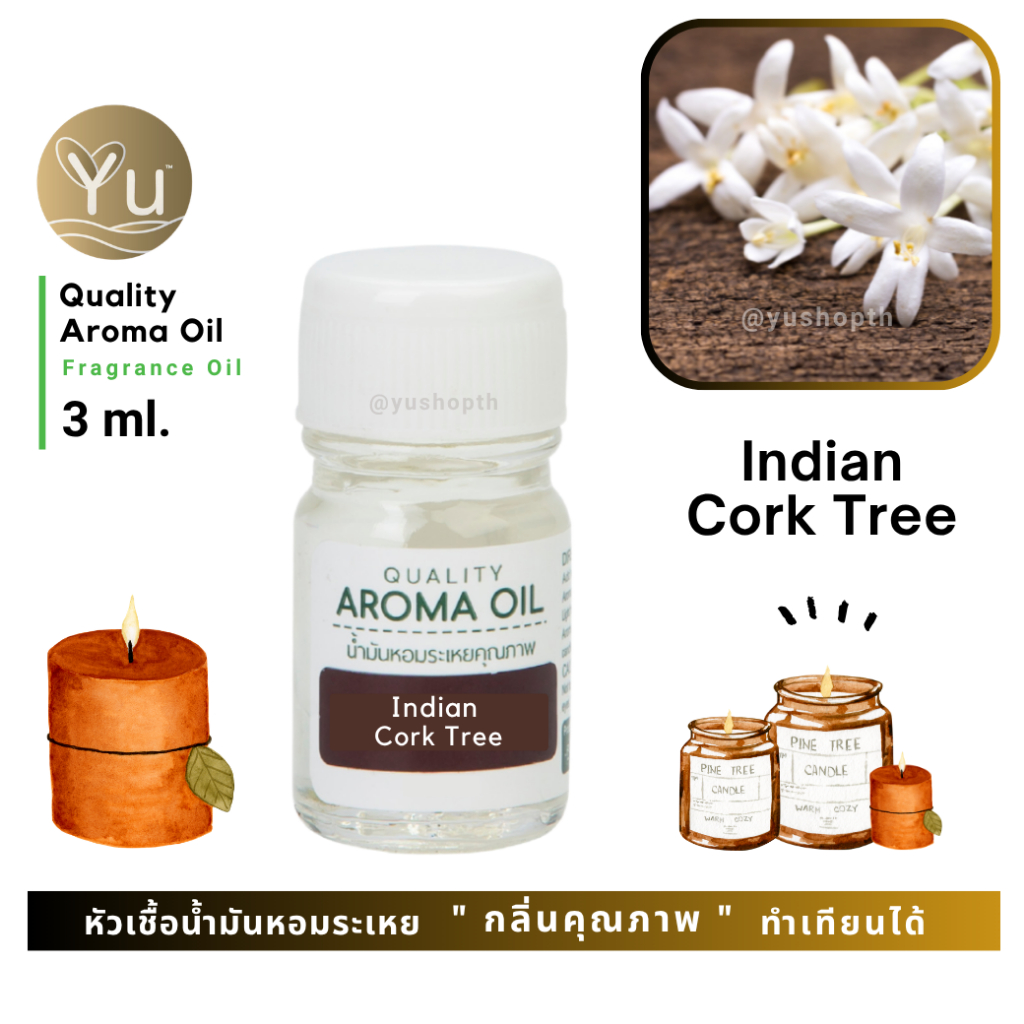 3 ml. กลิ่น Indian Cork Tree (ดอกปีบ) หัวเชื้อน้ำมันหอมระเหย กลิ่นคุณภาพ | Quality Aroma Oil