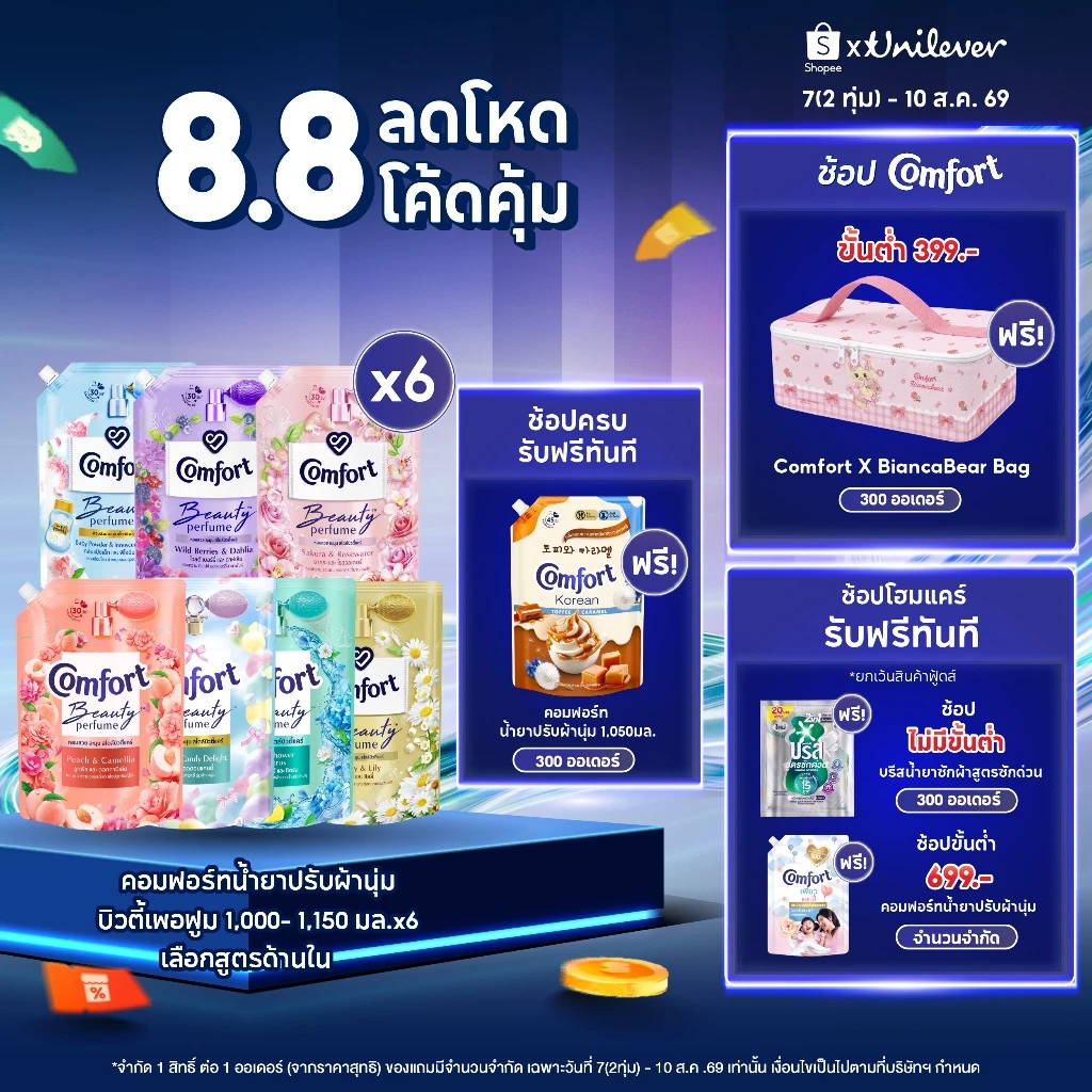 คอมฟอร์ท บิวตี้ เพอร์ฟูม น้ำยาปรับผ้านุ่ม 1000-1150 มล.