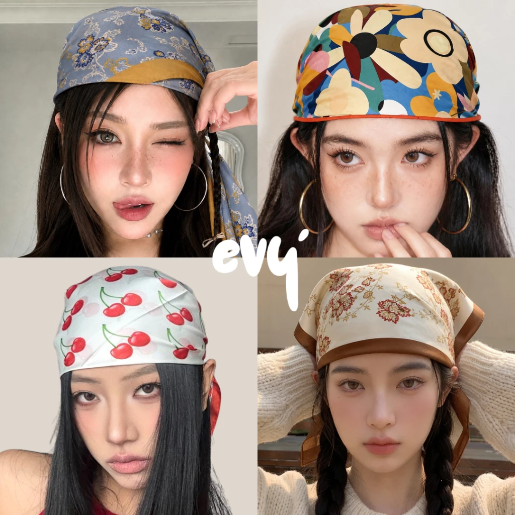 🔥พร้อมส่ง🔥 ผ้าพันคอซาติน ลายจุด【70x70 ซม】ผ้ามัดผมเกาหลี