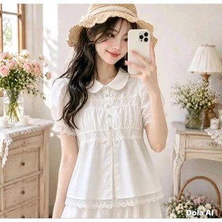 เสื้อคอปกดีเทลแต่งลูกไม้น่ารัก