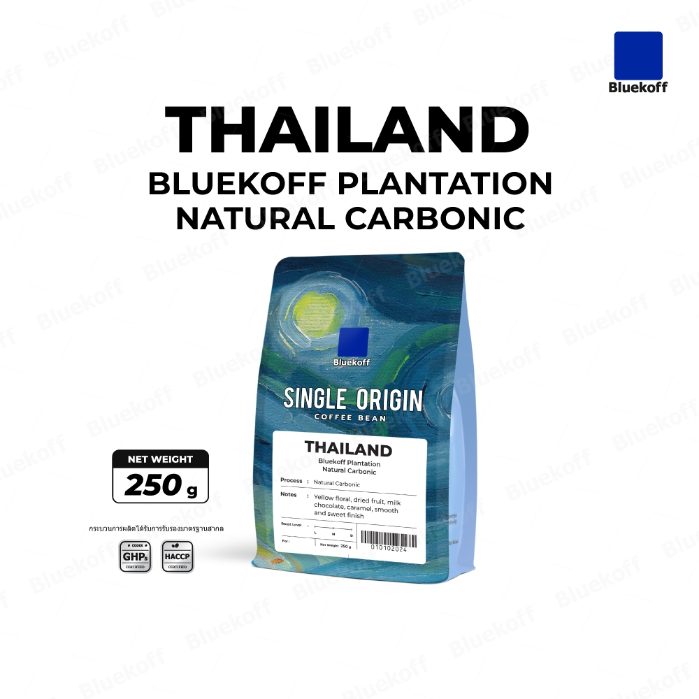 Bluekoff Plantation: Natural Carbonic เมล็ดกาแฟ ไทย อราบิก้า 100% Arabica 100% (1 ถุง บรรจุ 250 กรัม)