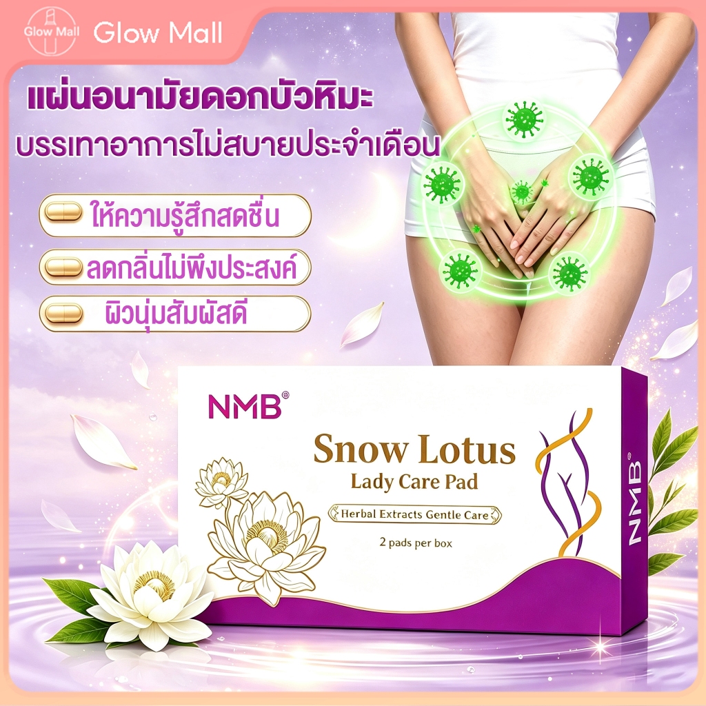 NMB แผ่นดูแลสมุนไพร Snow Lotus-แผ่นอนามัยสมุนไพร บัวหิมะ ลดตกขาว แก้คัน ใช้ได้ทุกวัน พกสะดวก