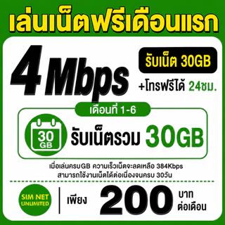 (เล่นฟรีเดือนแรก) ซิมเทพ AIS เล่นเน็ตไม่อั้น ความเร็ว 4Mbps (ใช้ฟรี AIS super wifi ทุกแพ็กเกจ)