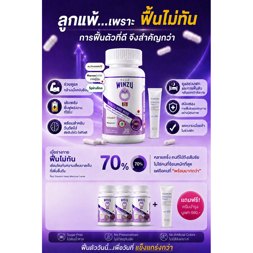 winzu pro rise 🏃 วิ่งหนักขึ้น 🏀 ซ้อมนานขึ้น ⚽ แข่งบ่อยขึ้น ตัวช่วยฟื้นร่างกายหลังเล่น