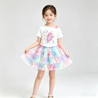 BB147 พร้อมส่ง ชุดเซตลูกสาวเสื้อ+กระโปรง เมอเมจหวาน นางเงือกน้อย น่ารักมาก