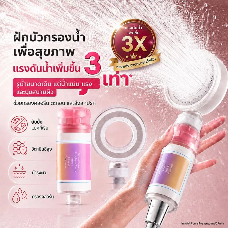 🌺【เพิ่มความดัน 300%】🌺 ฝักบัวแรงดัน พร้อมกลิ่นหอมอโรมา กลิ่นกุหลาบ Rose Aroma/ลาเวนเดอร์/แมกโนเลีย แรงดันน้ำนุ่มนวล WuYou
