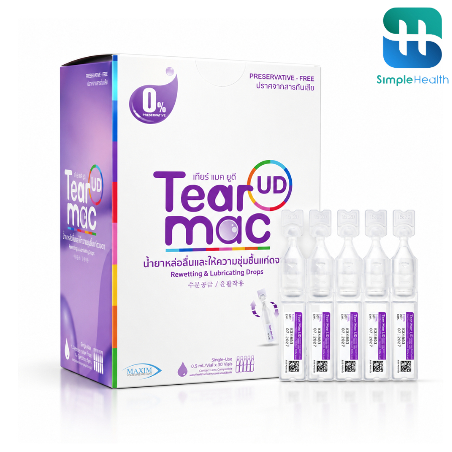 Simple Health น้ำตาเทียม Tear Mac UD ขนาด 0.5ml 30หลอด พกพาง่าย ใช้แล้วสบายตา