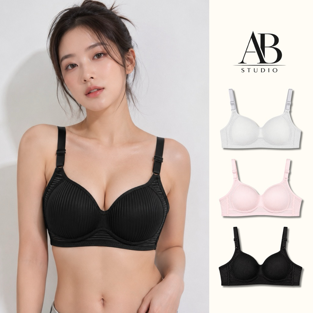 AB STUDIO | บราไร้โครง เสื้อชั้นใน รุ่น Ribbed Comfort ผ้าร่อง เก็บทรง สายปรับได้ ใส่สบาย รับประกันคุณภาพสินค้า