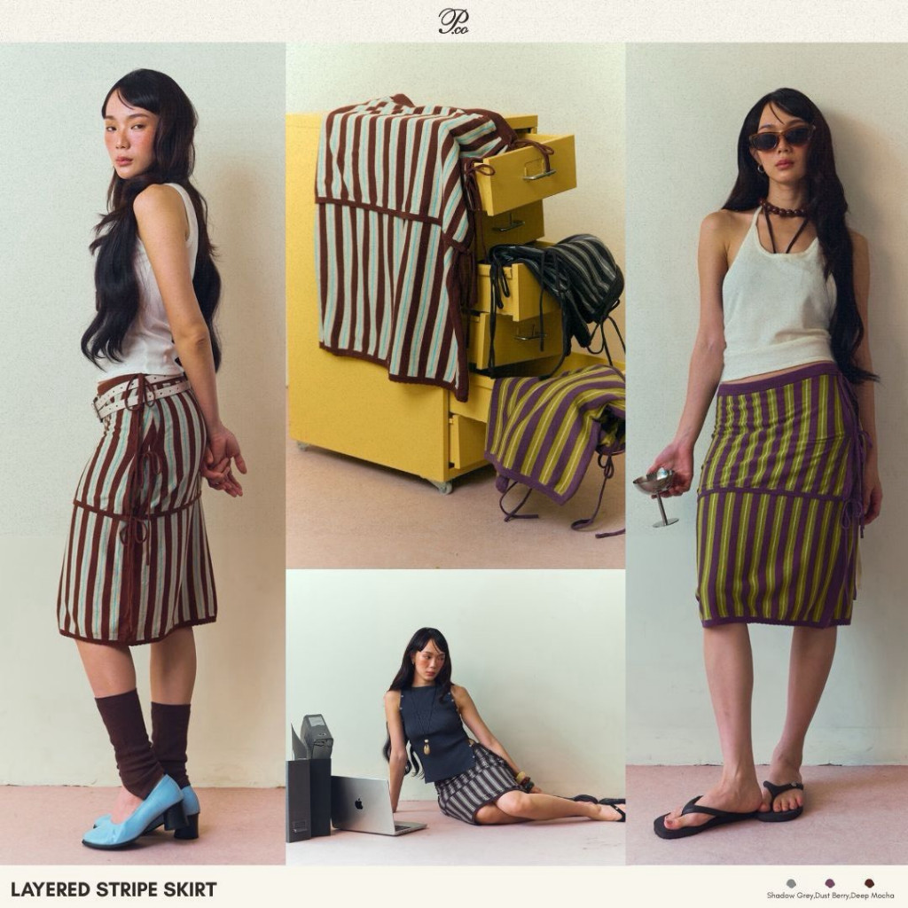 PUFFCO : Layered Stripe Skirt