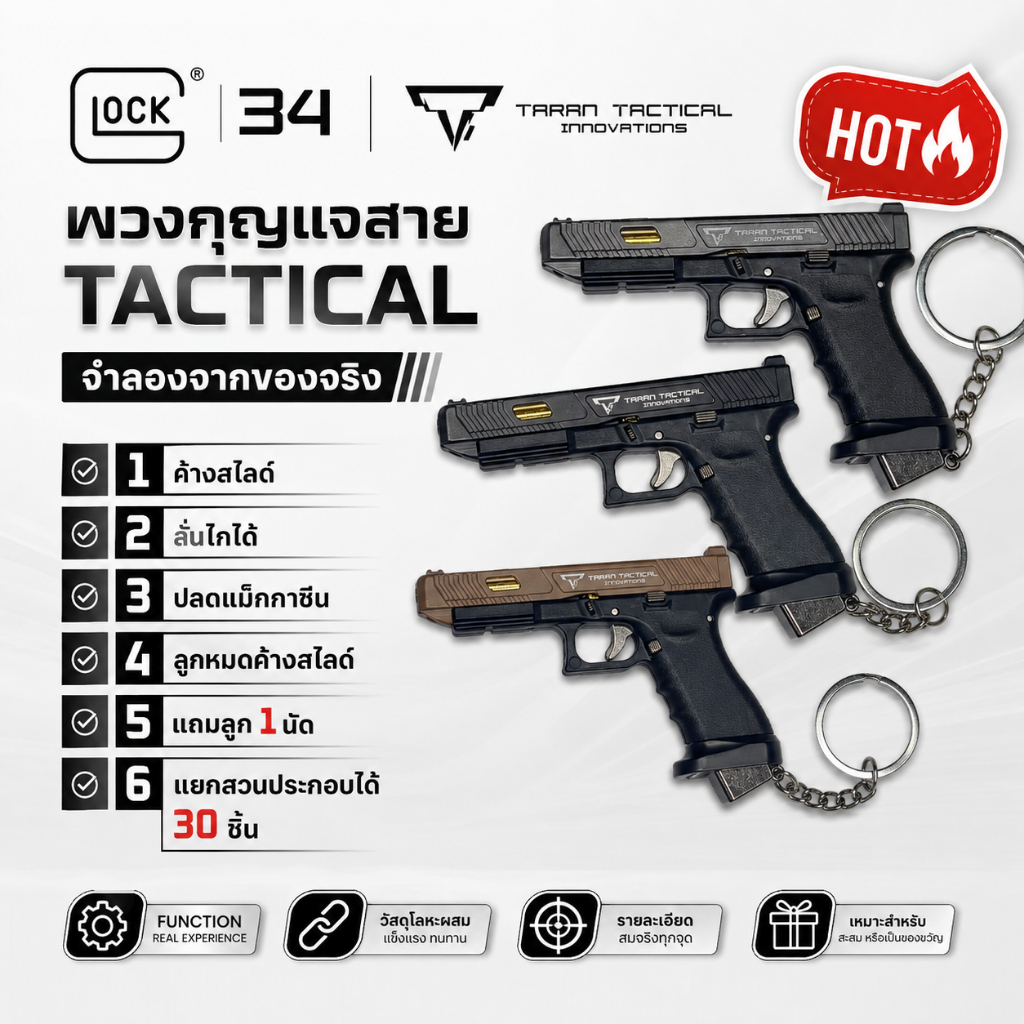 พวงกุญแจโมเดลโลหะอัลลอย TTI G34 Gun Keychain