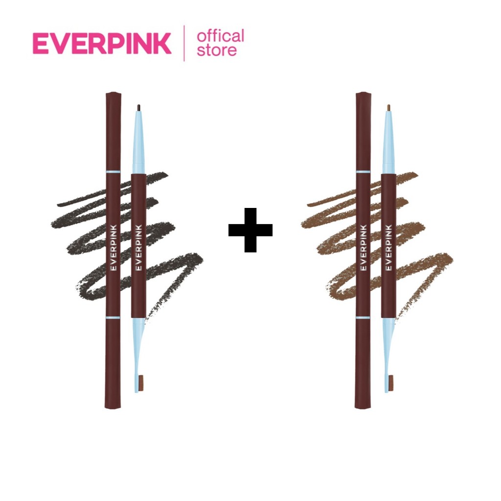 [ ซื้อคู่ถูกกว่า ] NEW! EVERPINK Brow Friend - ดินสอเขียนคิ้ว กันน้ำ เนื้อนุ่มที่มาพร้อมแปรงคาบูกิทรงรี เขียนลื่น เม็ดสี