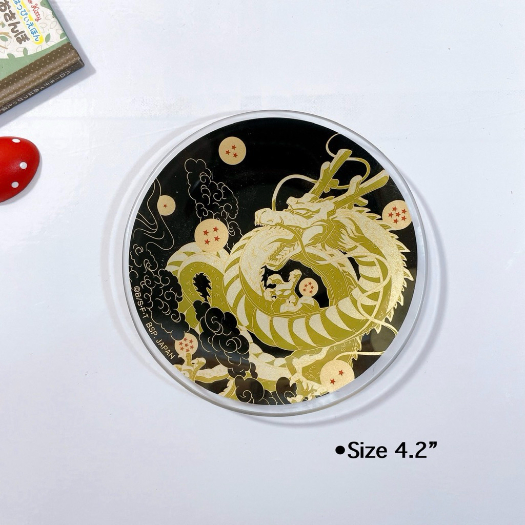 (พร้อมส่ง-029) จานแก้ว จานขนม ขนาด 4.2 นิ้ว Dragon ball. ดราก้อนบอล ลิขสิทธิ์แท้จากญี่ปุ่น