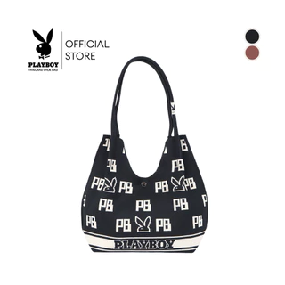 PLAYBOY รุ่น MILDIS (ไมล์-ดิส) Monogram Knit Hobo Tote กระเป๋าไหมพรม รหัสST-BS263PB162 ดีไซน์ผ้าทอไหมพรม มี 2 สี