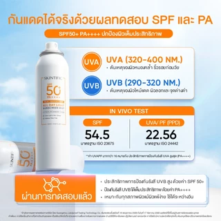 SKINTIFIC All Day Light Sunscreen Mist SPF50+ PA++++ กันแดดสเปรย์ บางเบา กันน้ำ คุมมัน