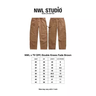 NWL x TV OFF, Double Knees Fade Brown / กางเกงน้ำตาลเฟด