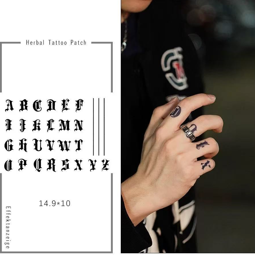 COD ประเทศไทย 【Parry Magic Tattoo】สติกเกอร์รอยสักตัวอักษรอังกฤษ กึ่งถาวร กันน้ำ ติดทนสูงสุด 15 วัน ไม่หลุดง่าย