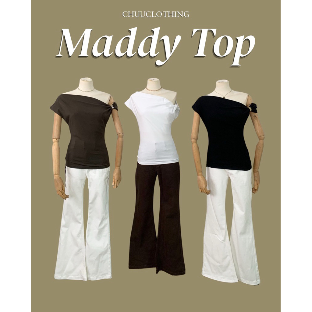 Chuuclothing Maddy top [พร้อมส่ง ดำ ขาว น้ำตาล] เก็บโค้ดหน้ากิจกรรม