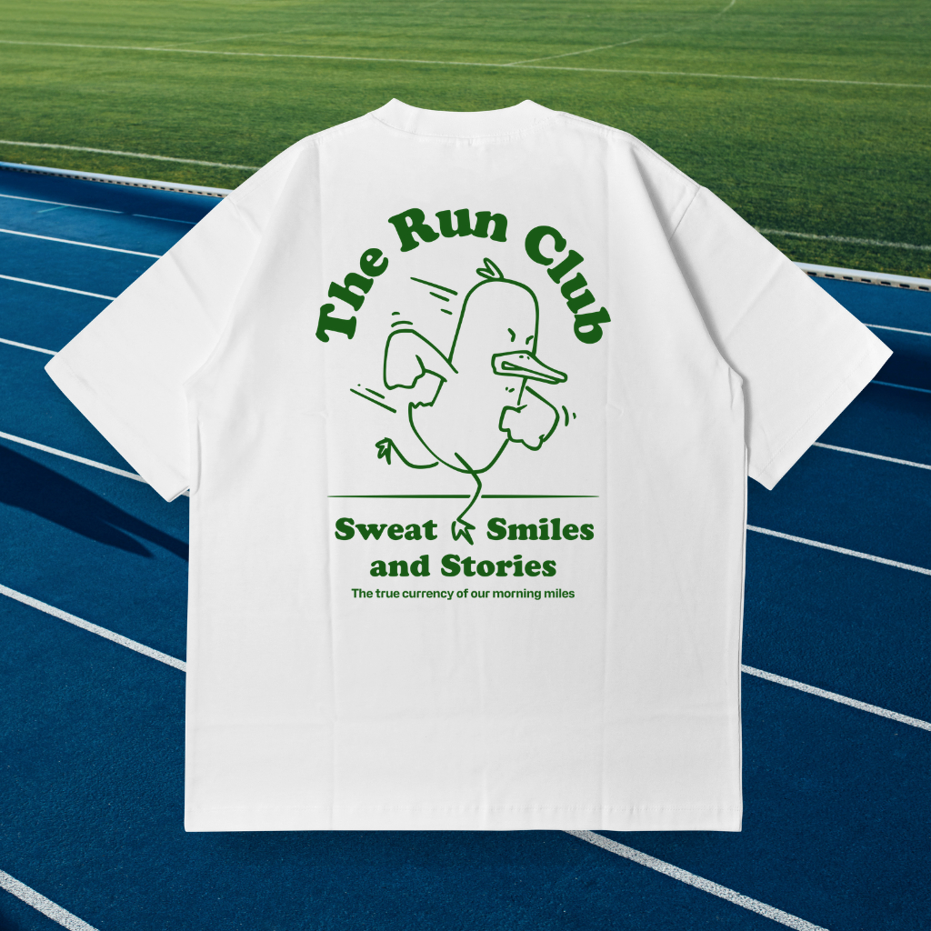 VIBEDEE เสื้อยืด Running Club เสื้อทรง T-Shirt Premium Heavy Cotton 100% ผ้าฝ้ายหนานุ่ม comb no.20 Oversize/ครอป