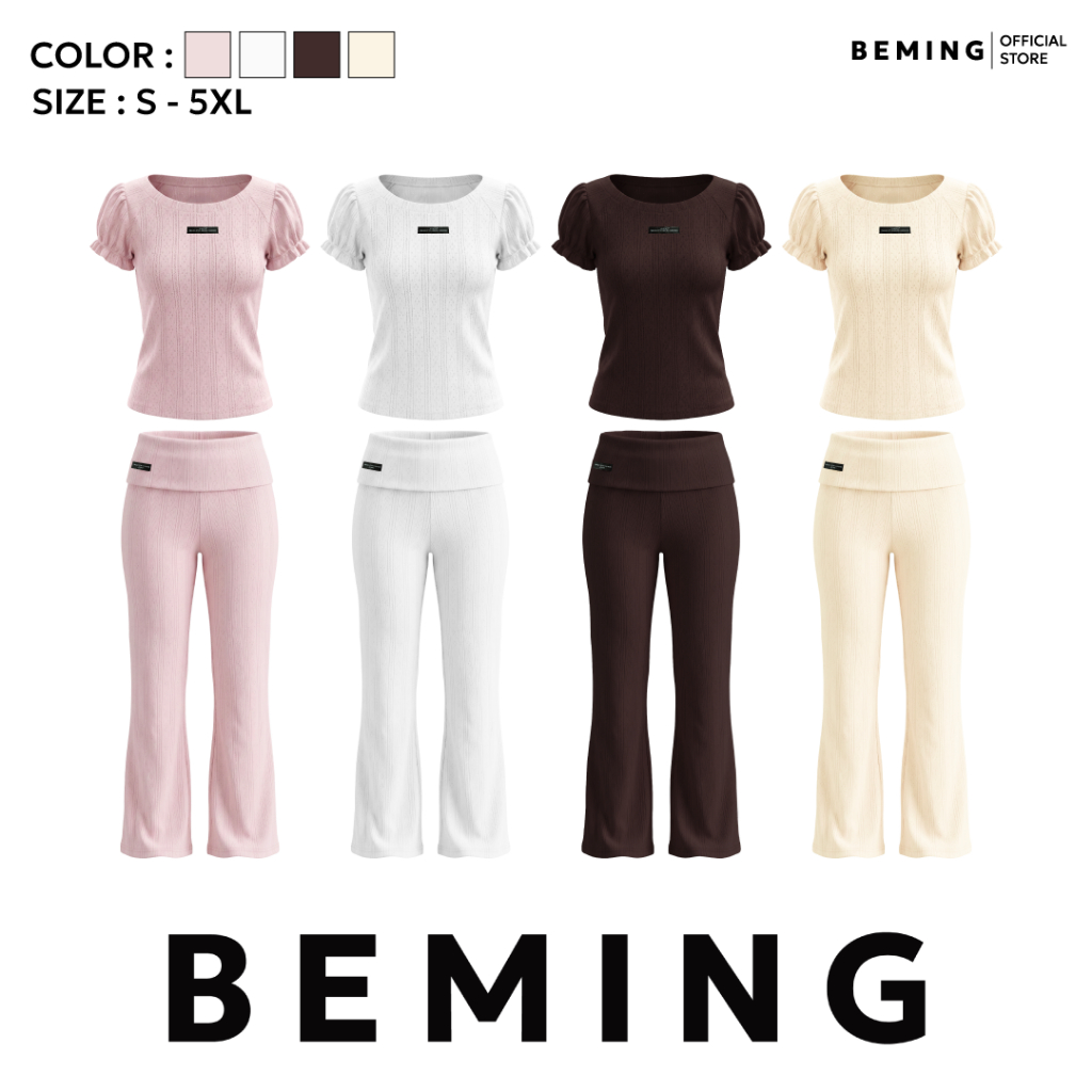 BEMING Renny – เสื้อแขนตุ๊กตาและกางเกงเนื้อนุ่มใส่สบายแมตช์เป็นเซ็ตหรือแยกใส่ก็ลงตัว