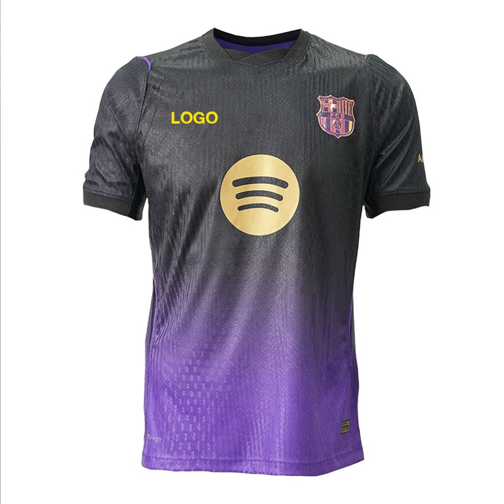 สโมสร Fan [สต็อกในไทย]เสื้อฟุตบอล งานเกรดแฟนบอลดำม่วง เสื้อกีฬาคุณภาพพร้อมโลโก้ พร้อมรีดเบอร์ชื่อได้ทุกตัว