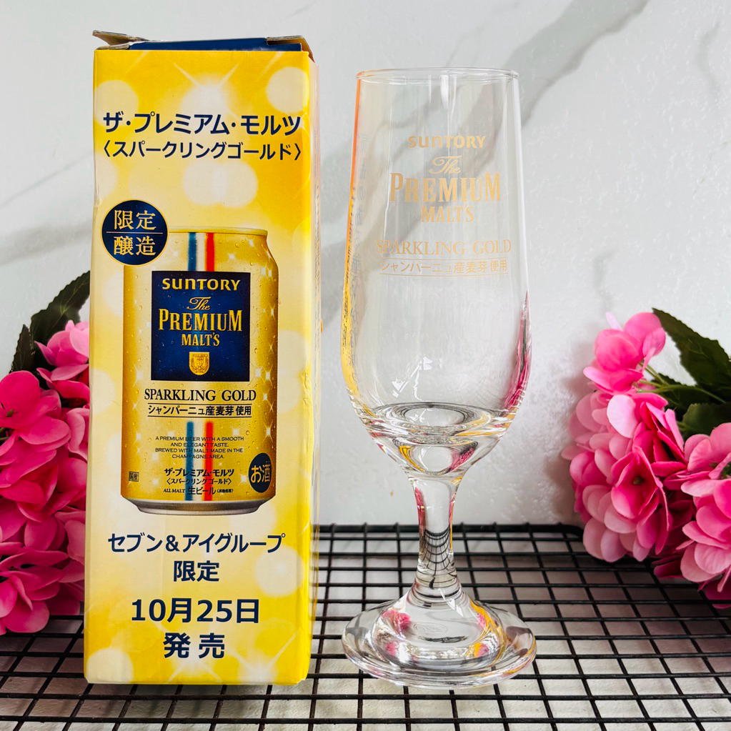 แก้วเบียร์มีก้าน  SUNTORY The PREMIUM MALT’S BEER GLASS มือสอง จากญี่ปุ่น