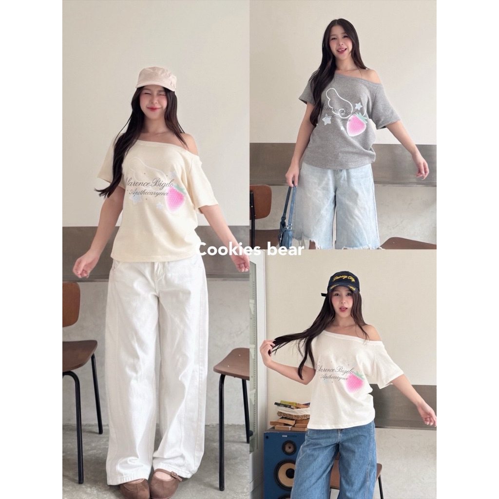 เสื้อปาดไหล่โอเวอร์ไซส์ งานผ้านำเข้าเนื้อหนา