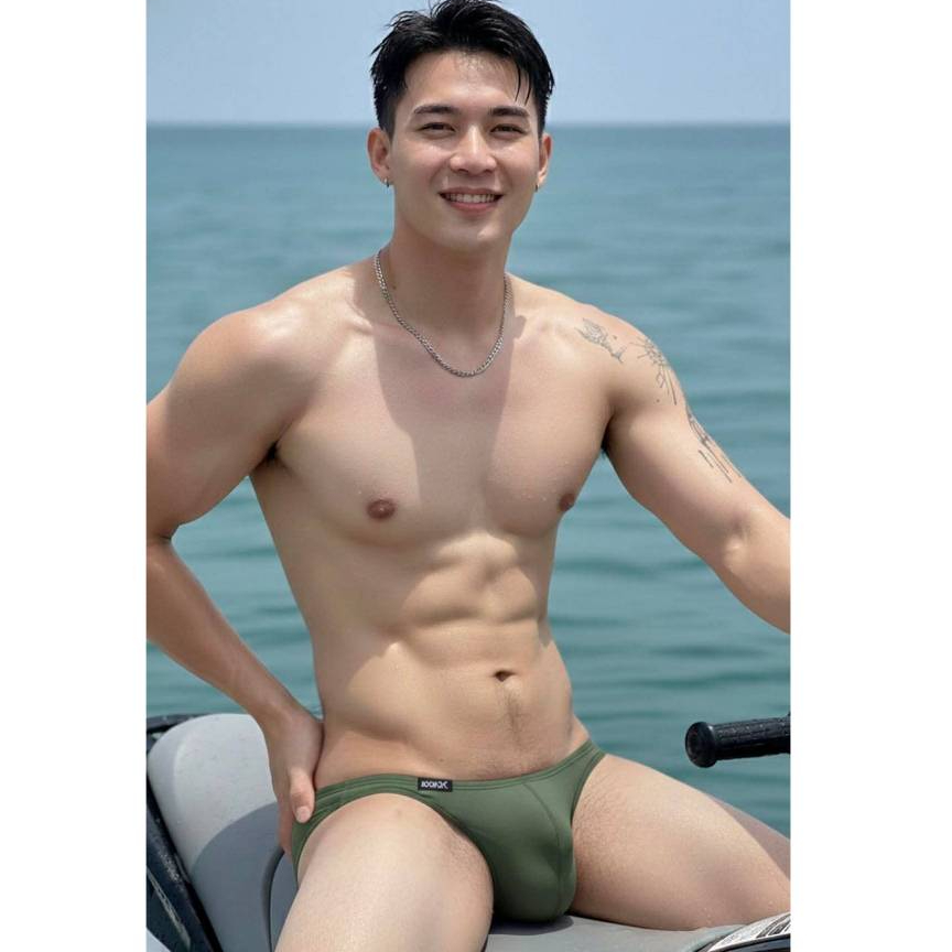 กางเกงในชาย Bikini Man ผ้า spandex100% ไม่ระบุชื่อสินค้าหน้าซองพัสดุ