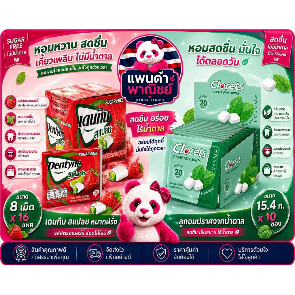 Dentyne เดนทีน Clorets คลอเร็ท ยกแพ็ค รับของแถมฟรี