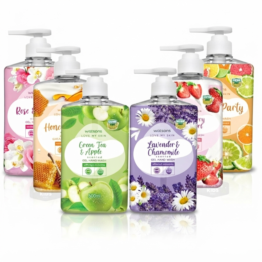 Watsons สบู่เหลวล้างมือ วัตสัน Scented Hand Gel Wash 500 มล. เจลล้างมือ สบู่ล้างมือ รวม